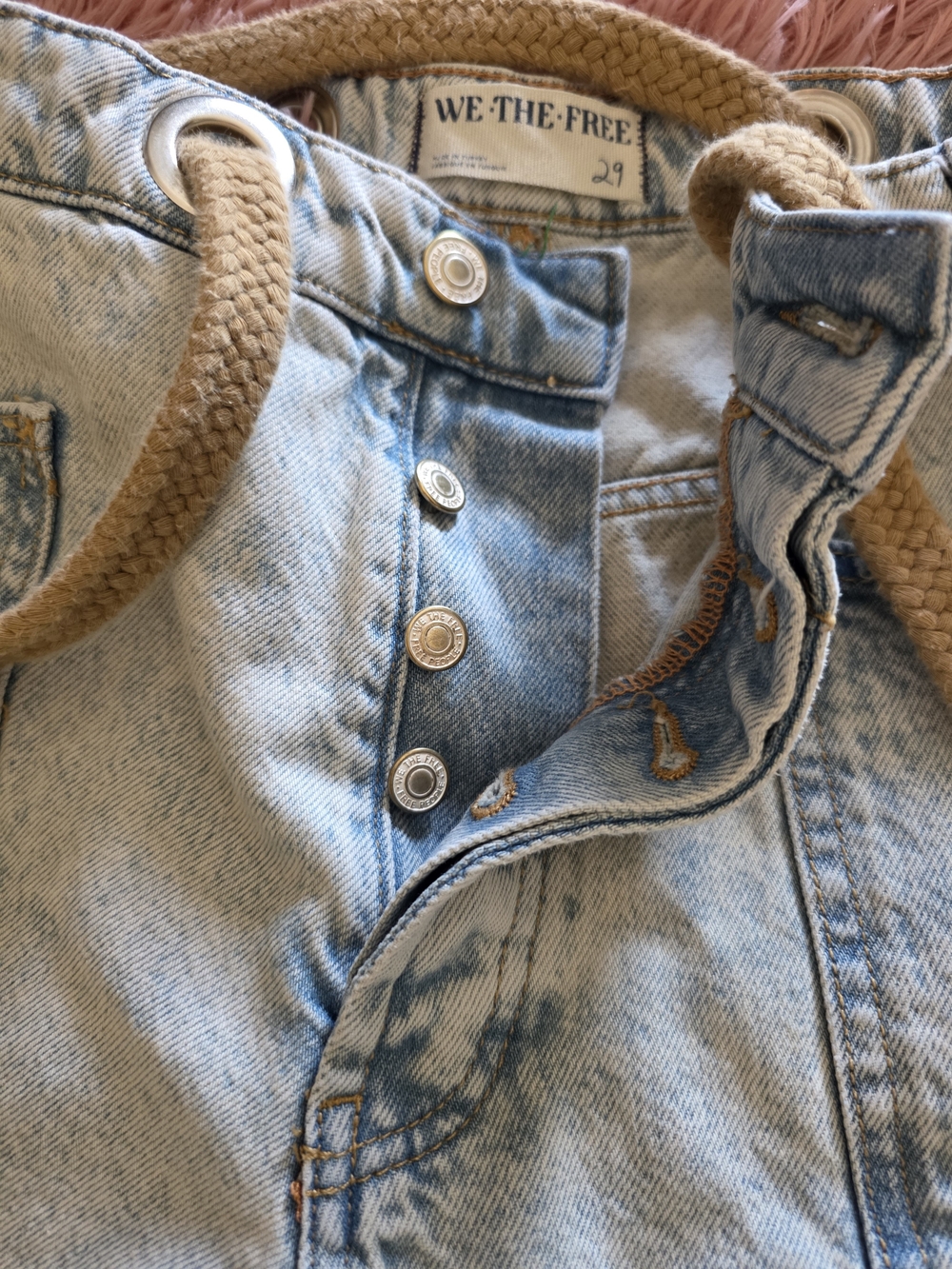 Free People Light Wash Cropped Jeans with Drawstring Moxie Jeans - Picture 5 of 6